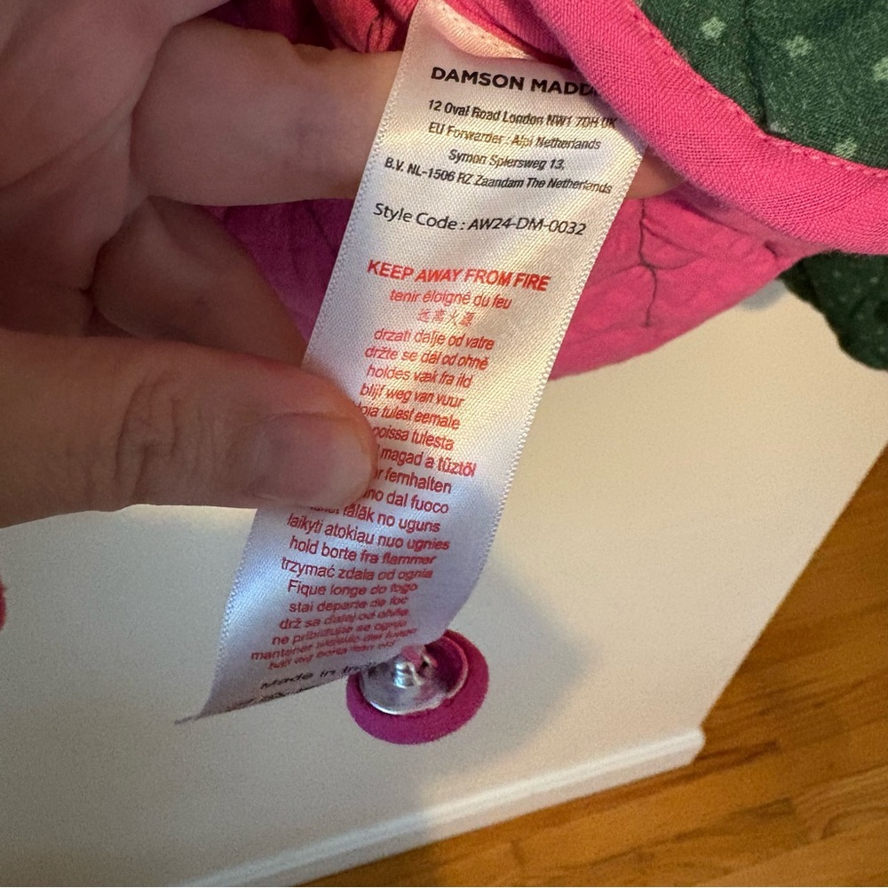 Damson Madder Diana green and pink quilted bow jacket - Picture 9 of 11